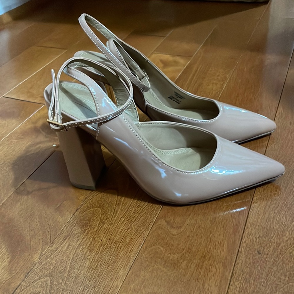 ASOS Nude Patent Block Heels